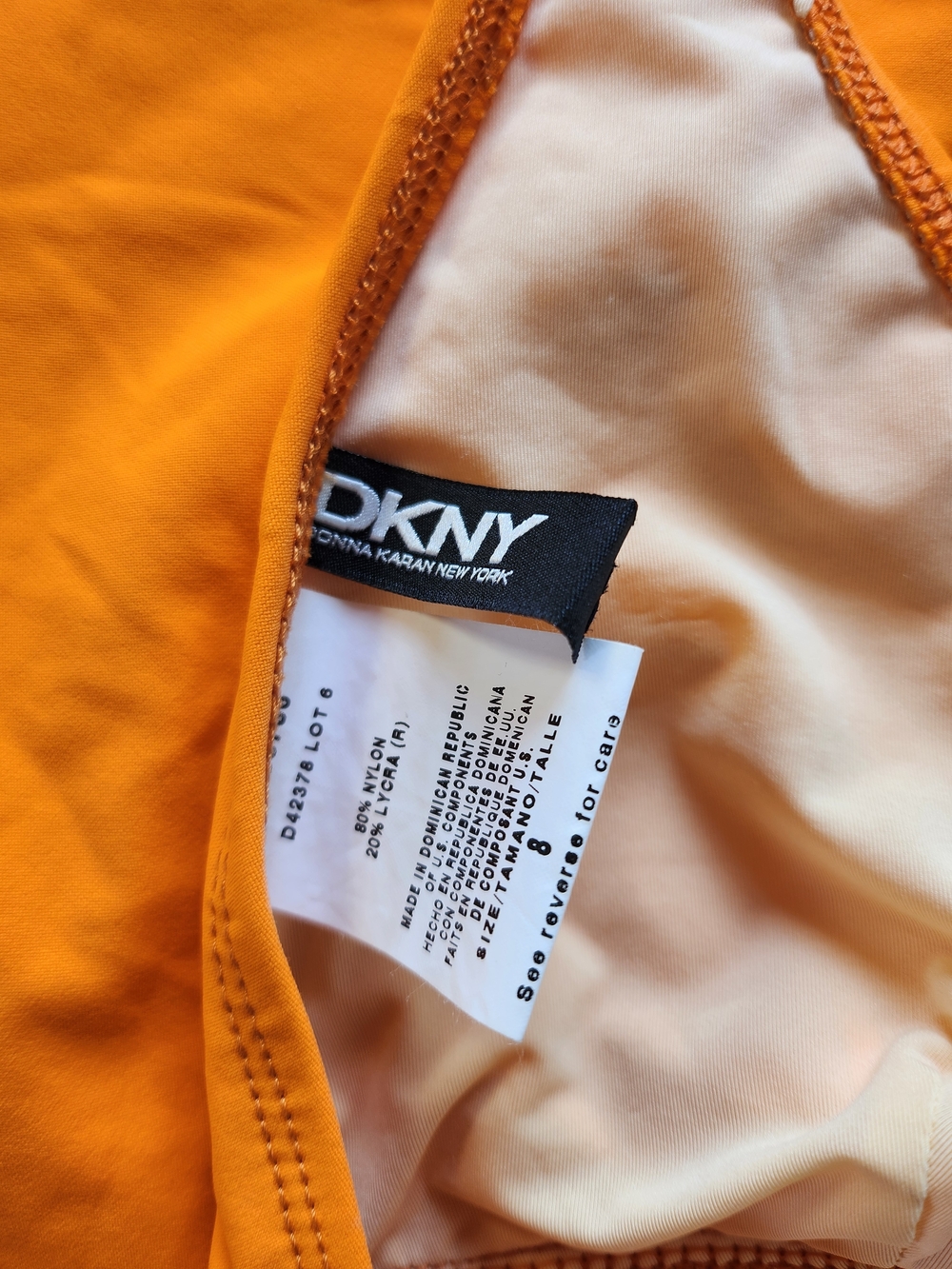 DKNY NWT Tangerine Halter One-Piece Swimsuit with Front Keyhole Sz 8 - Picture 4 of 7